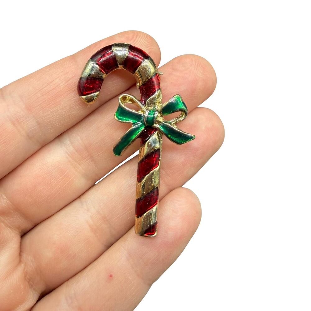 Vintage Jewelry Candy Cane Brooch Christmas Pin